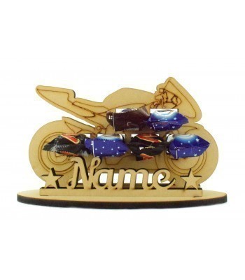6mm Personalised Motorbike Shape Mini Chocolate Bar Holder on a Stand - Stand Options